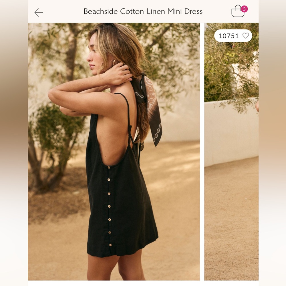 Free People Black Backless Dress with Button Accents